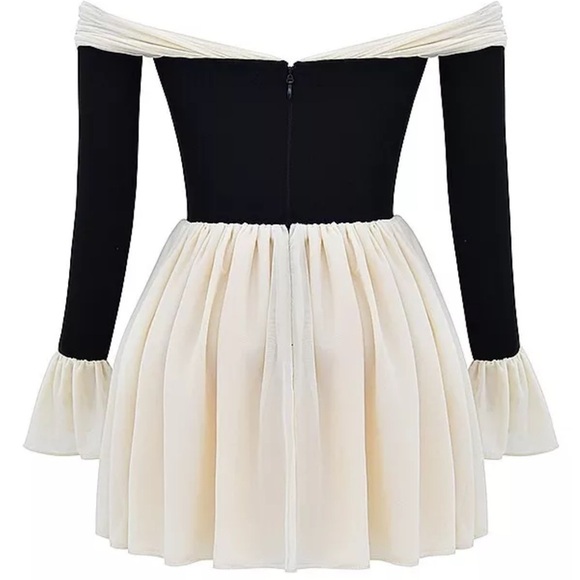 HOUSE OF CB 'Alana' Black & Cream Off Shoulder Dress - Picture 4 of 10